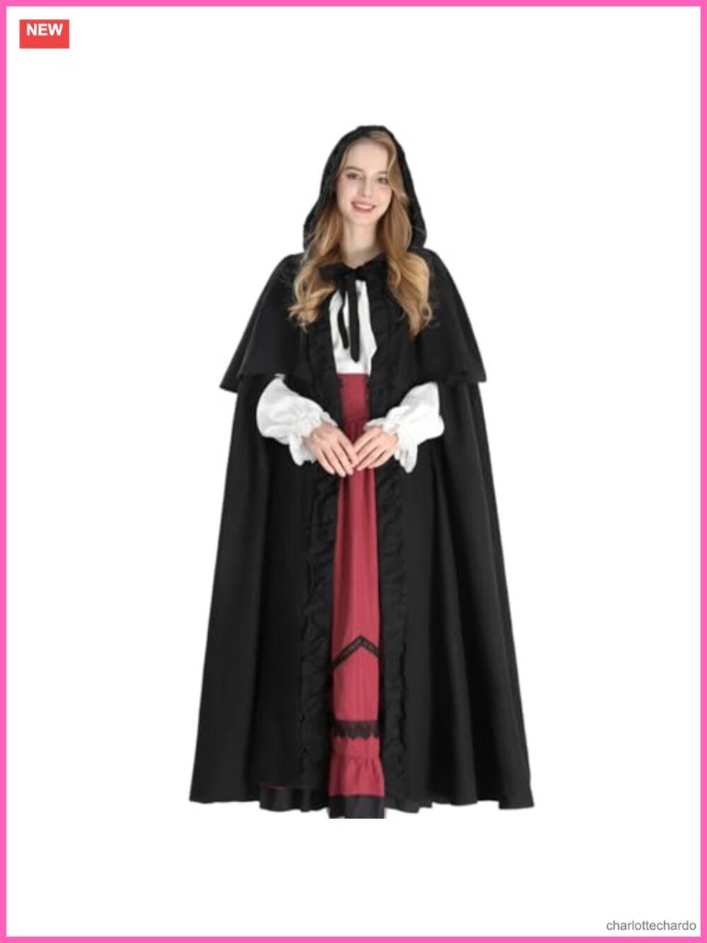 Hooded Cloak Cape Suede Renaissance Costume Halloween Cosplay
